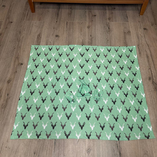 Mint and Black Kudu Swaddle set