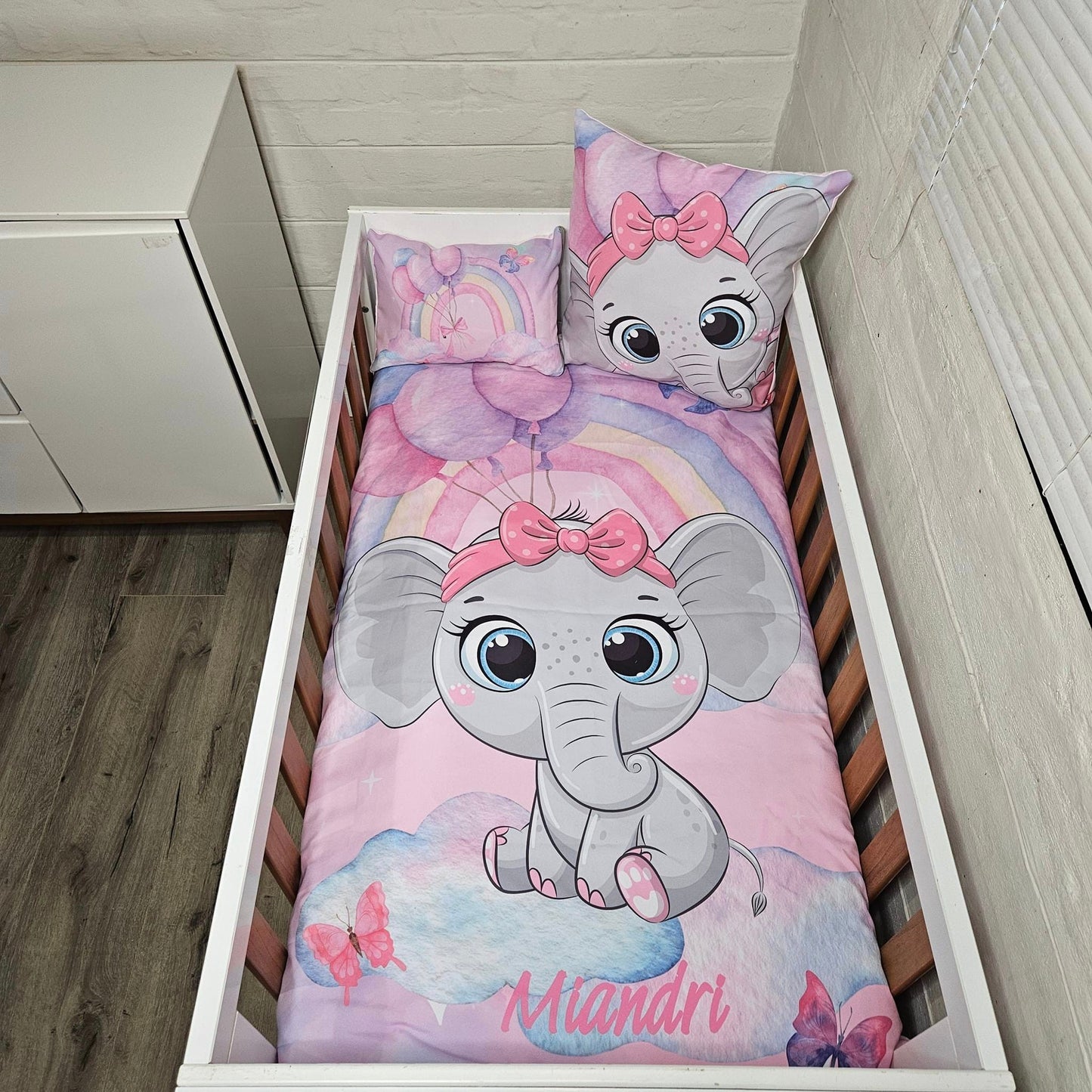 Magical Rainbow Cartoon Ellie cot linen