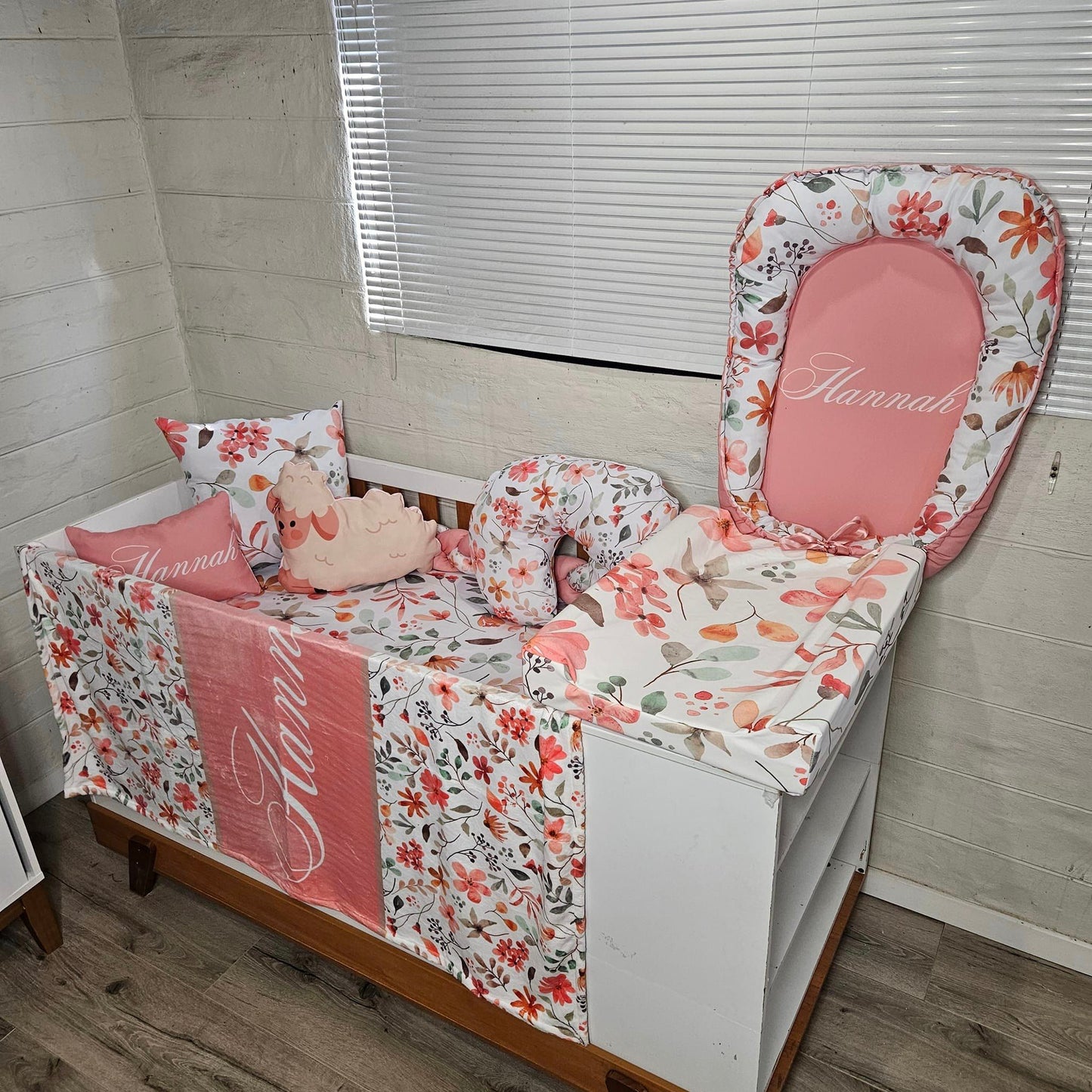 Boho Pink Floral cot linen Set