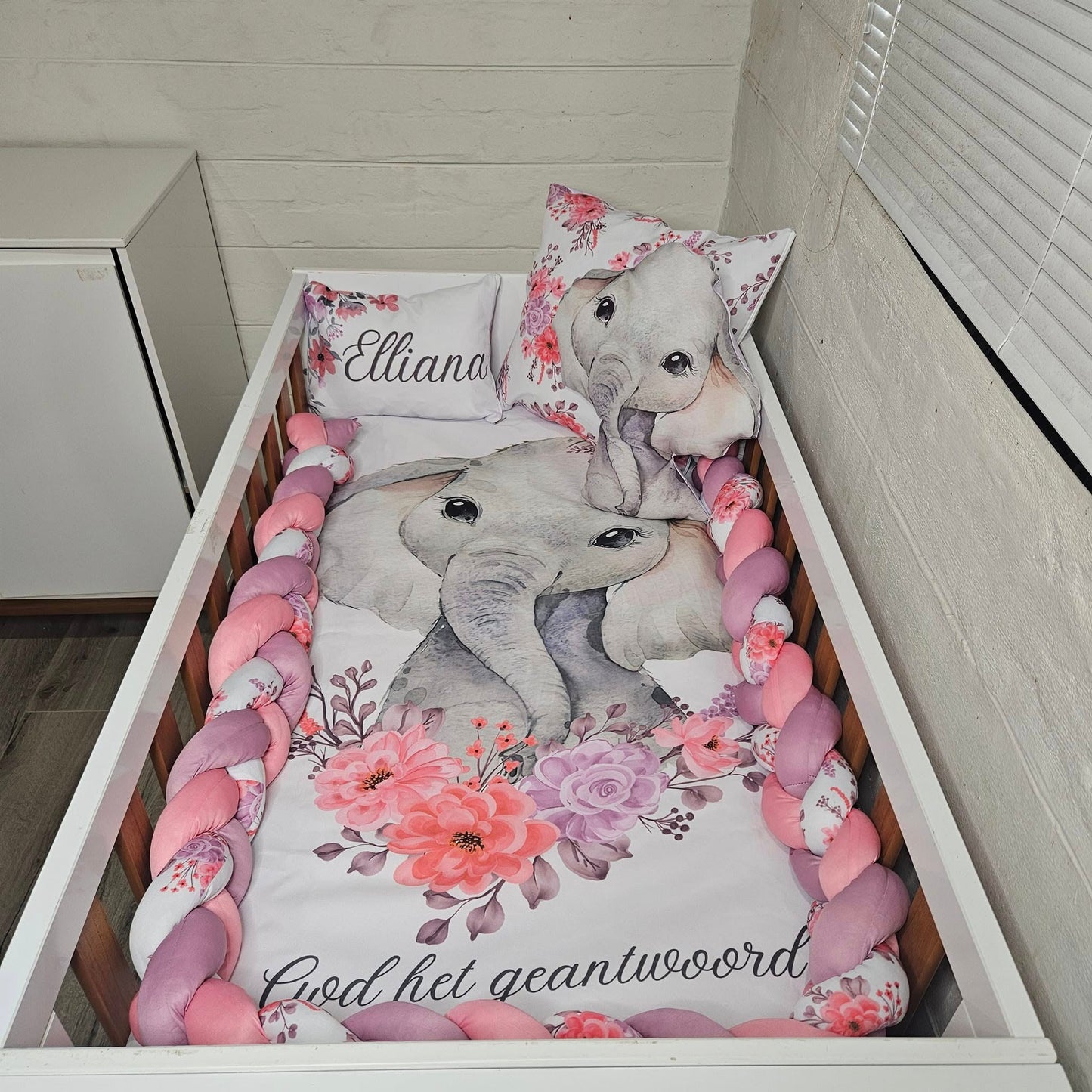 Pink and Purple Floral Ellie cot linen