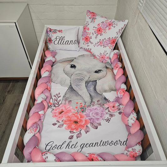 Pink and Purple Floral Ellie cot linen