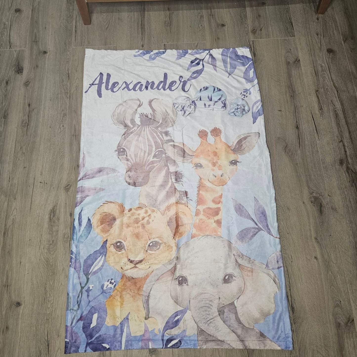 Blue Leafy Safari Fleece Blanket