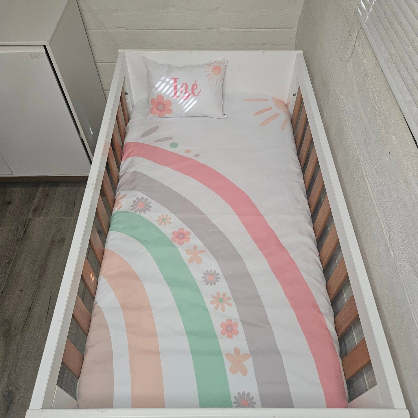 Soft Pastel Rainbow  cot linen