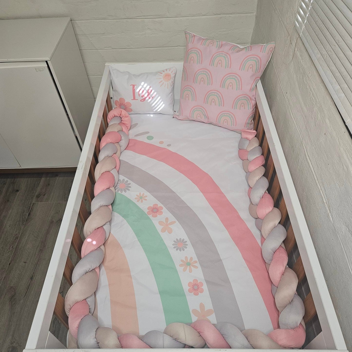 Soft Pastel Rainbow  cot linen