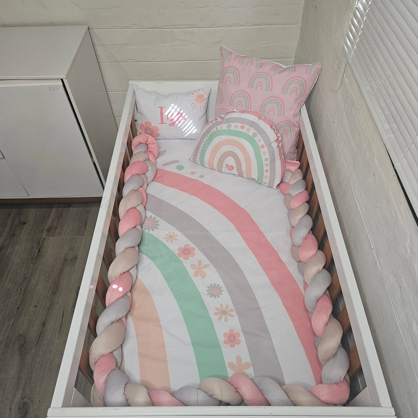 Soft Pastel Rainbow  cot linen