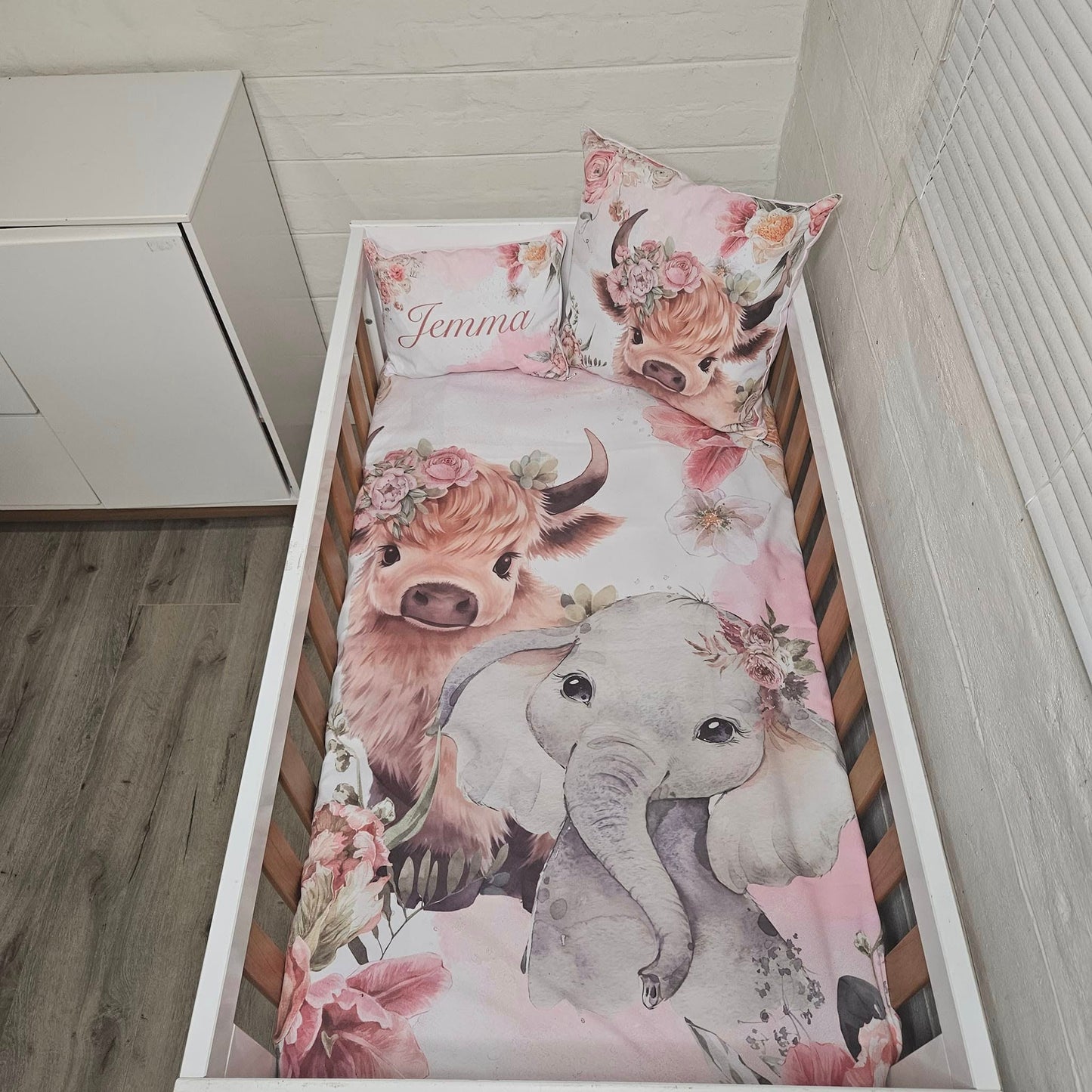 Highland Cow and Ellie Floral cot linen