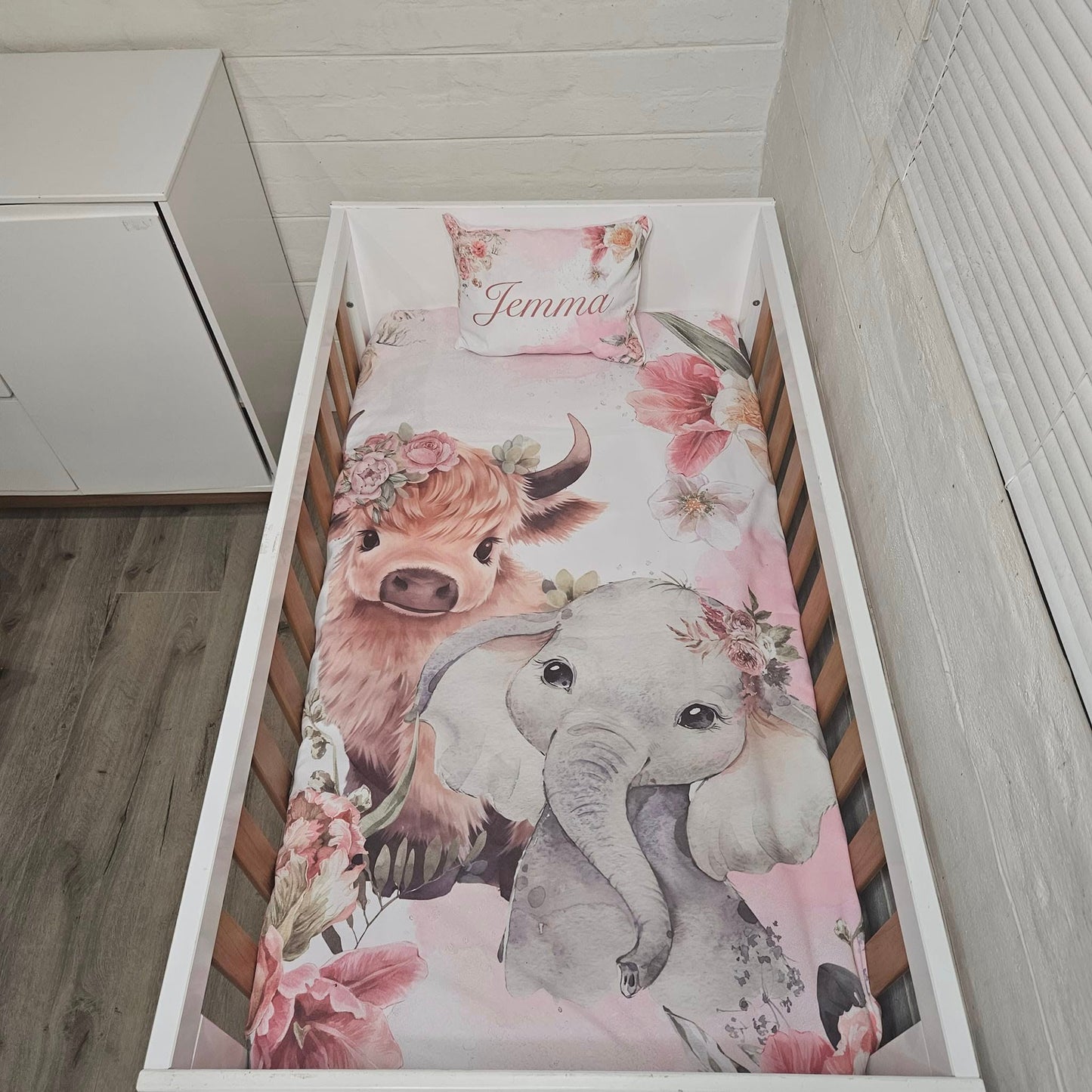 Highland Cow and Ellie Floral cot linen