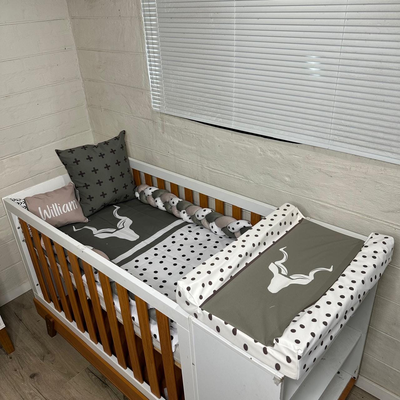 Kruger Kudu Olive green cot linen