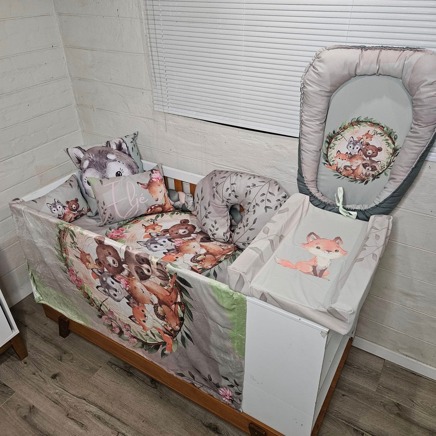 Boho Sage Woodlands cot linen