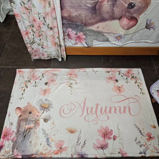 Custom printed Field Flower Mice Carpet