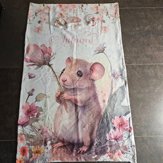 Field Flower Mice  Fleece Blanket