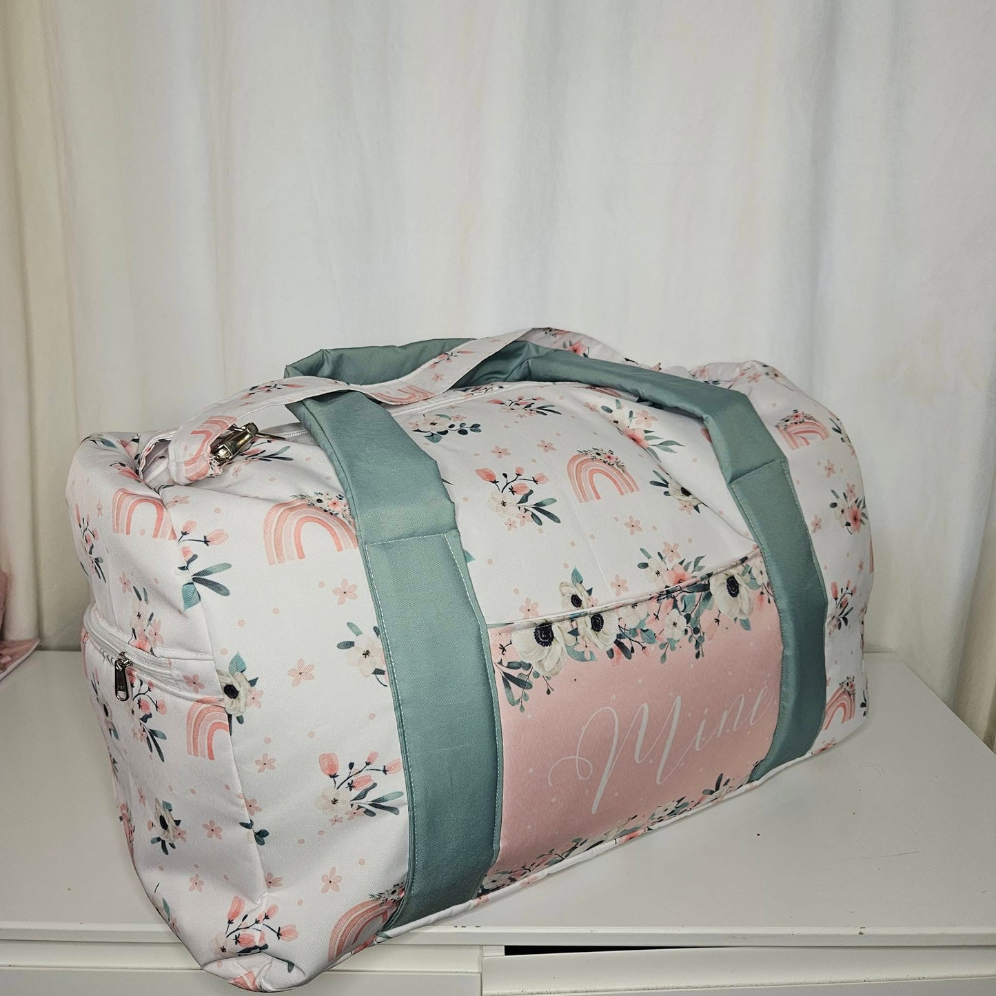 Pastel Boho Floral Rainbow Duffle bag