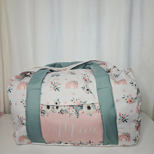 Pastel Boho Floral Rainbow Duffle bag