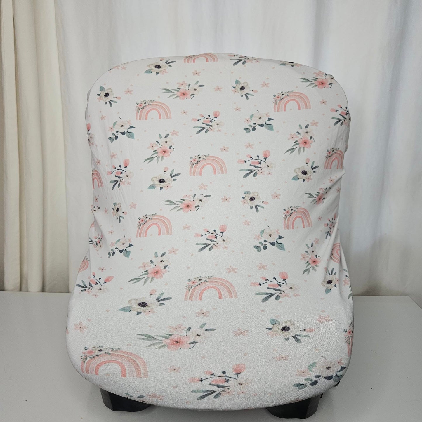 Pastel Boho Floral Rainbow car seat cover