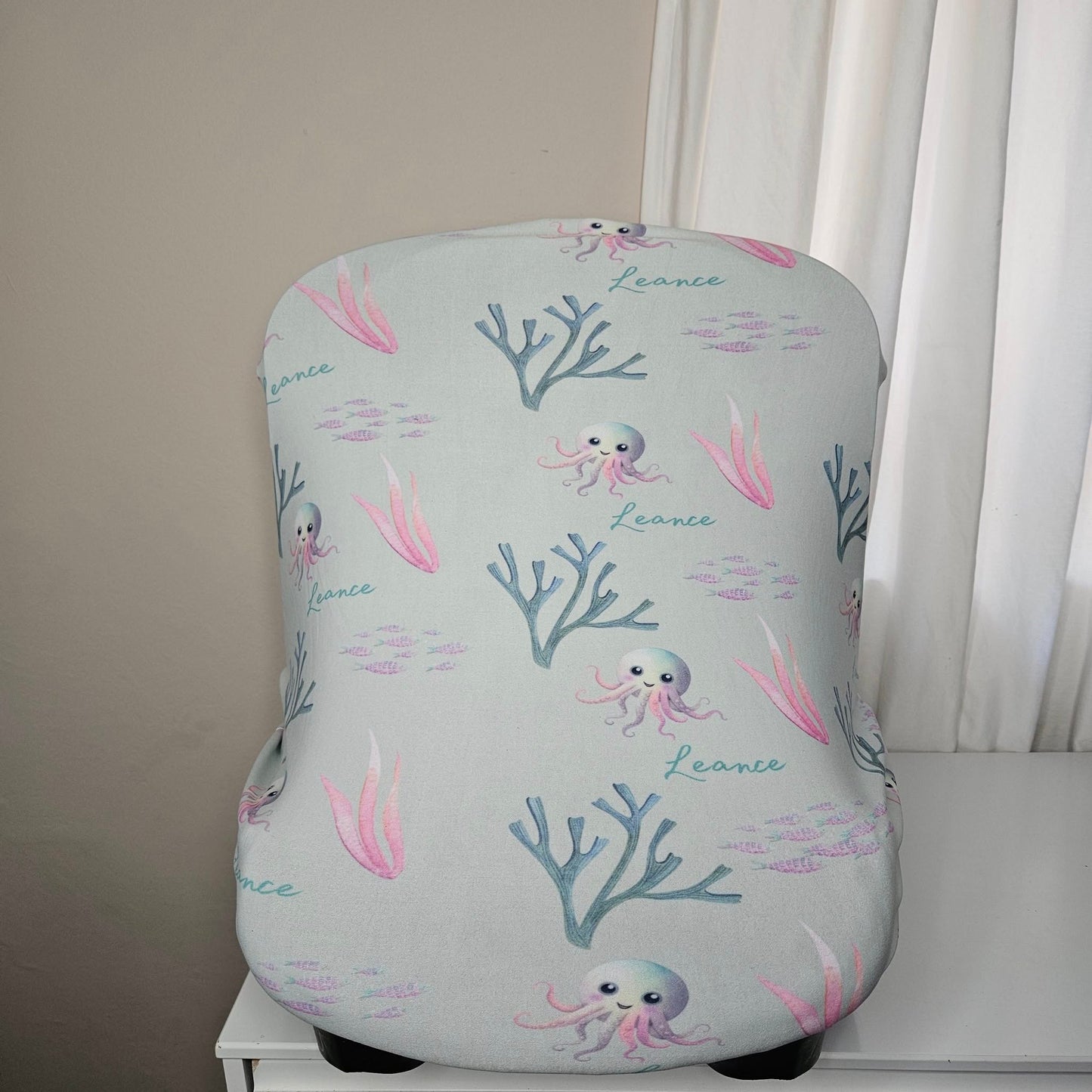 Mint and Turquoise Octopus   car seat cover