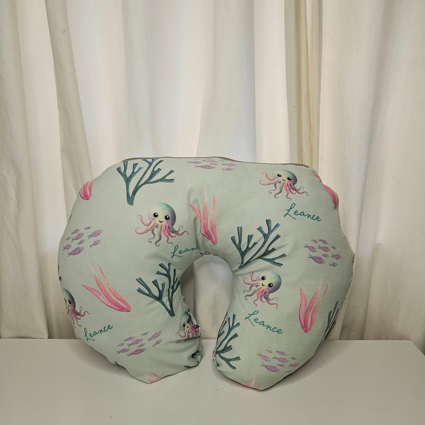 Mint and Turquoise Octopus Nursing pillow