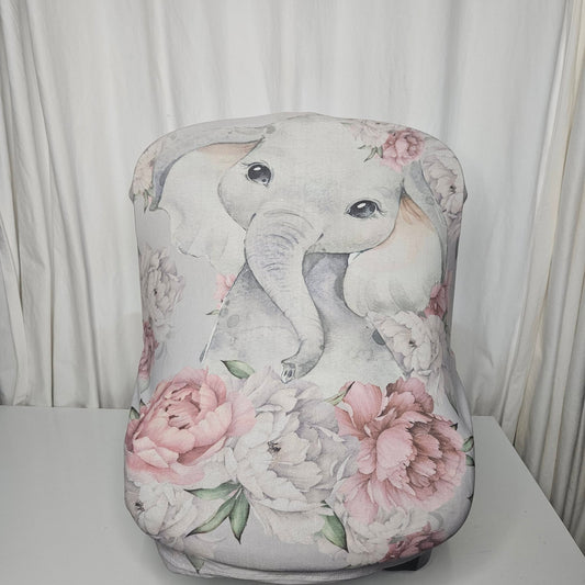 Grey Peony Floral Ellie   car seat cover