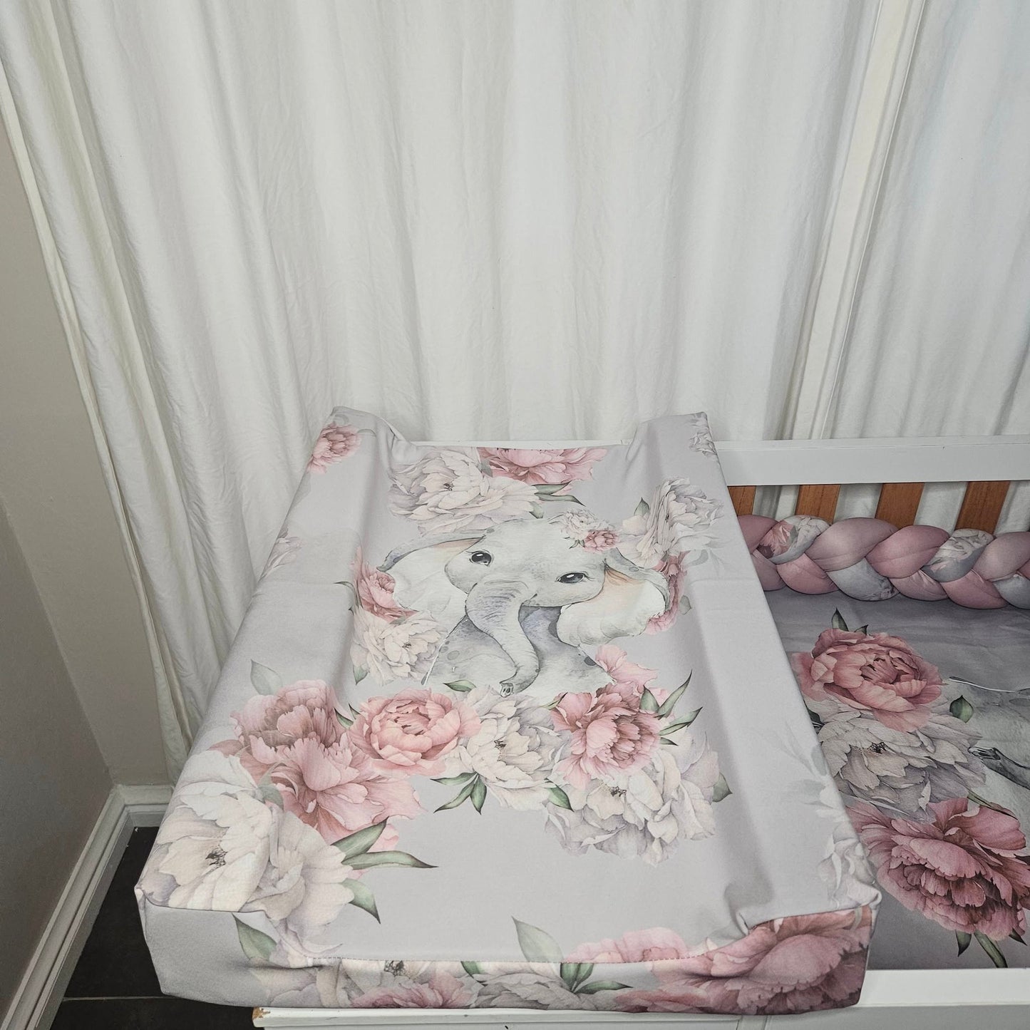 Grey Peony Floral Ellie  cot linen