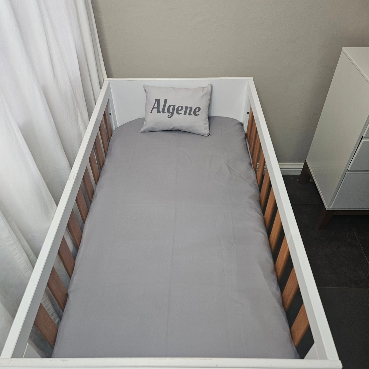 Simplistic Grey  cot linen