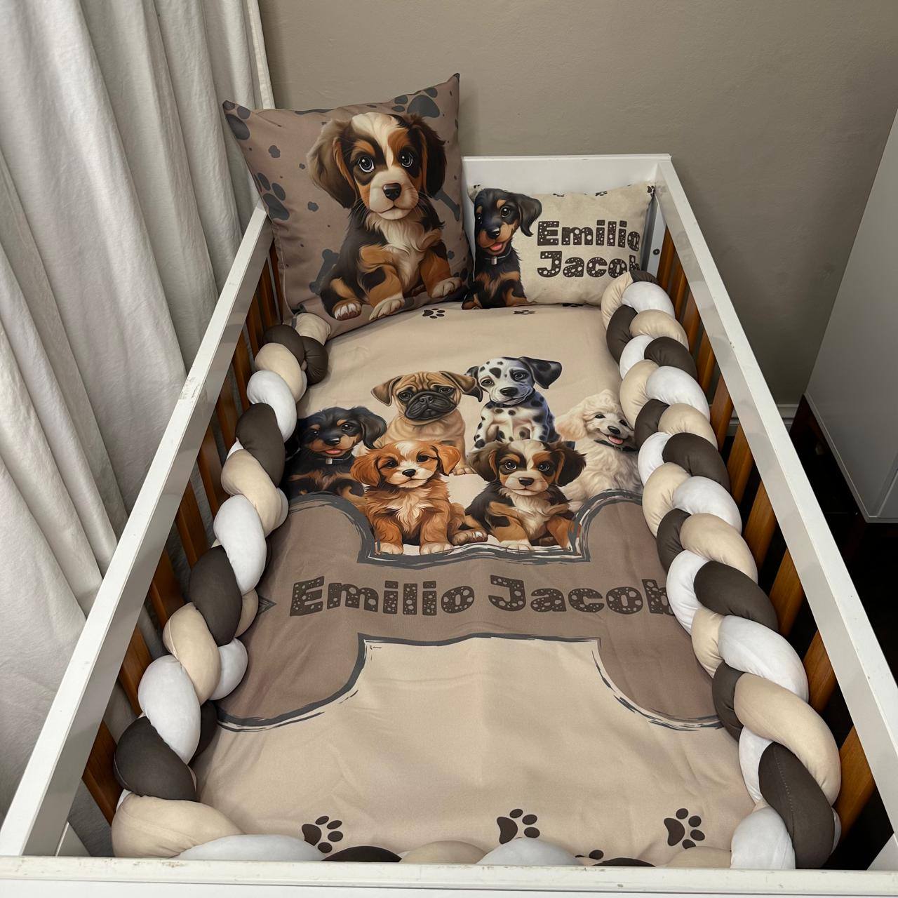 The real Pawsum Patrol cot linen