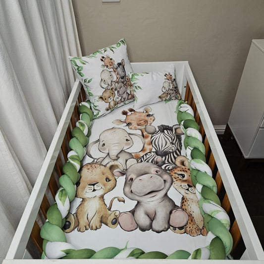 Leafy Green Cute Safari  cot linen