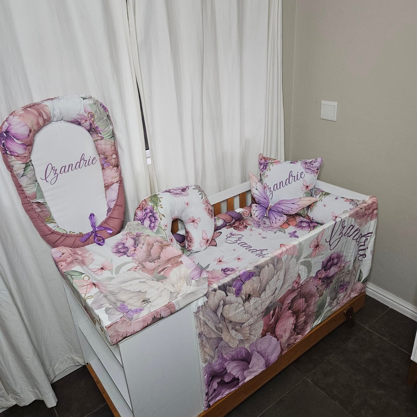 Purple Butterfly Peony  cot linen