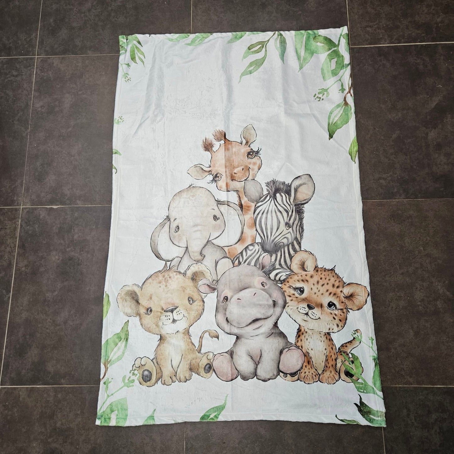 Leafy Green Cute Safari Fleece Blanket