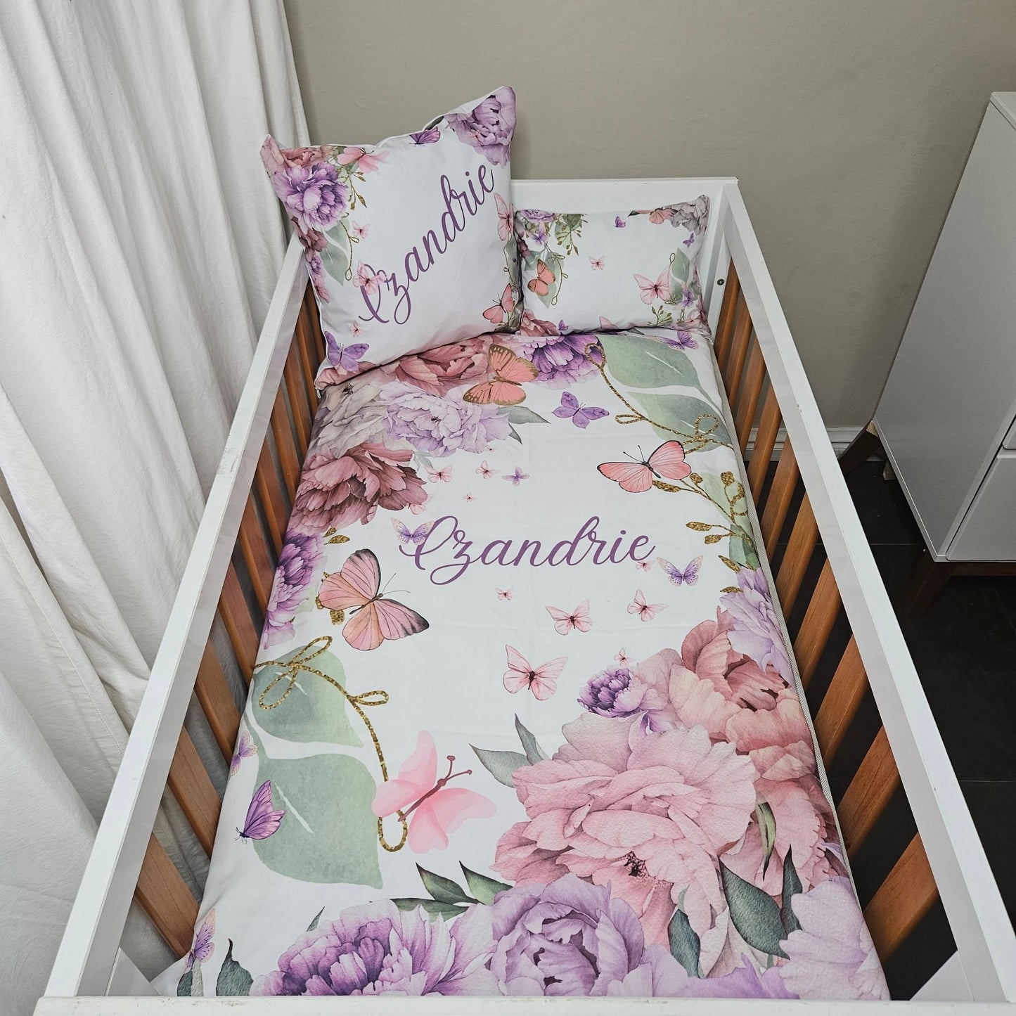 Purple Butterfly Peony  cot linen