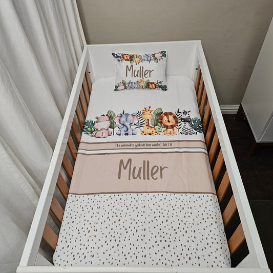 Beige Polka Safari cot linen