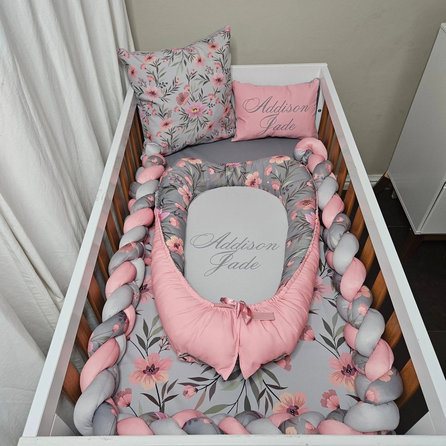 Sophisticated Soft Pink Floral 1 cot linen