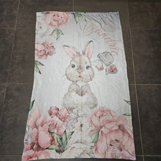 Silver Peony Bunny Fleece Blanked