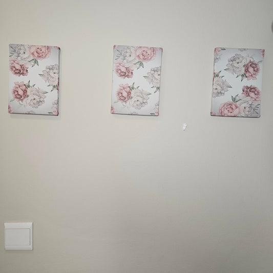 Silver Peony Bunny Canvas set