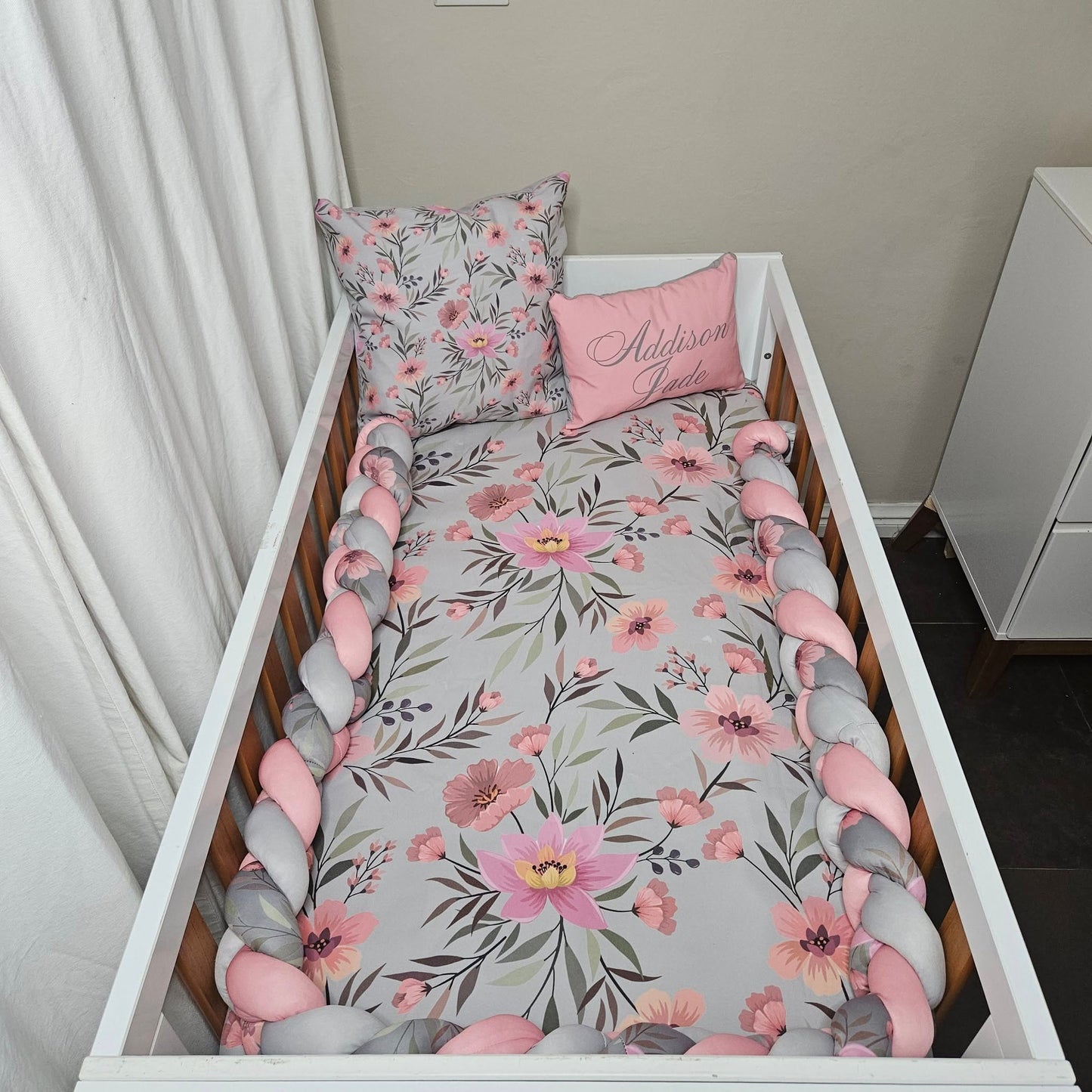 Sophisticated Soft Pink Floral 2 cot linen