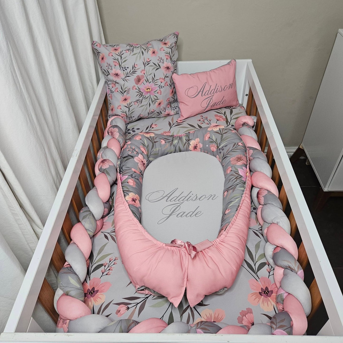 Sophisticated Soft Pink Floral 2 cot linen