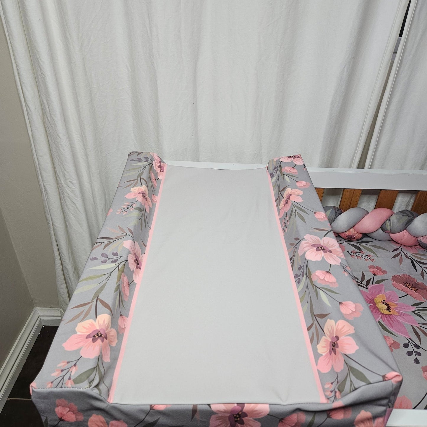 Sophisticated Soft Pink Floral waterproof changing mat