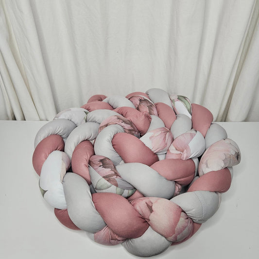 Silver Peony Bunny cot bumper