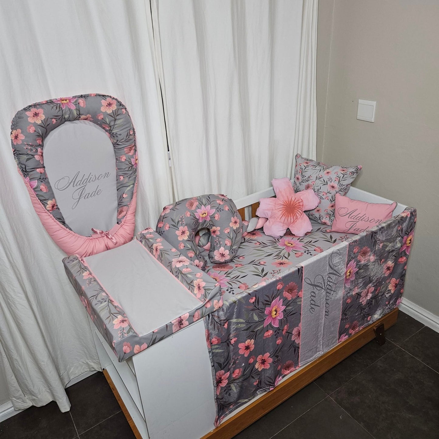 Sophisticated Soft Pink Floral 2 cot linen