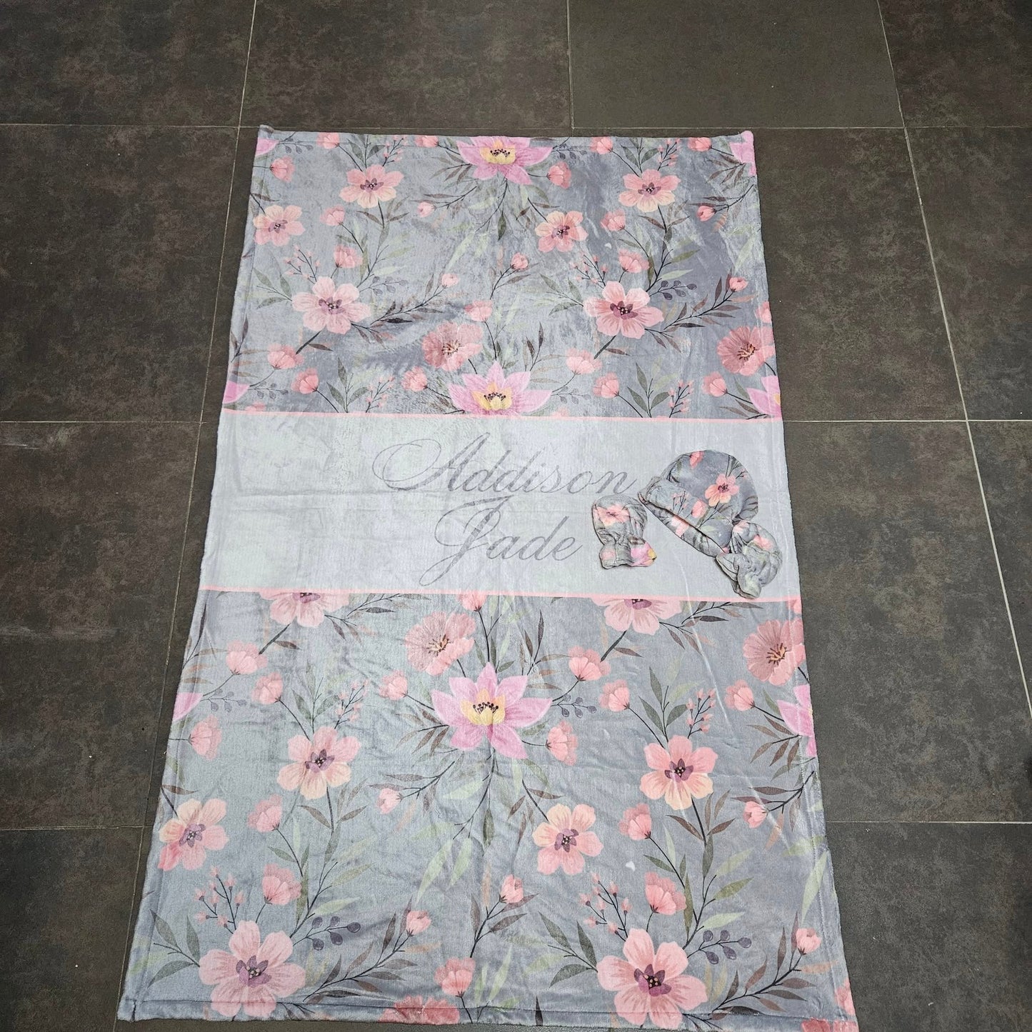 Sophisticated Soft Pink Floral Fleece Blanket