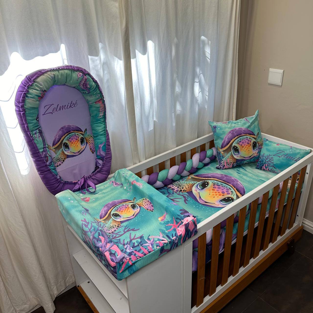 Turtle Paradise (Purple) cot linen