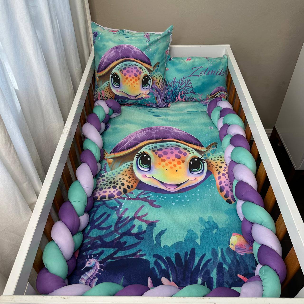 Turtle Paradise (Purple) cot linen