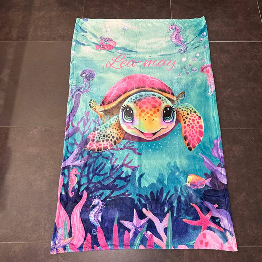 Turtle Paradise (Pink) Fleece Blanket