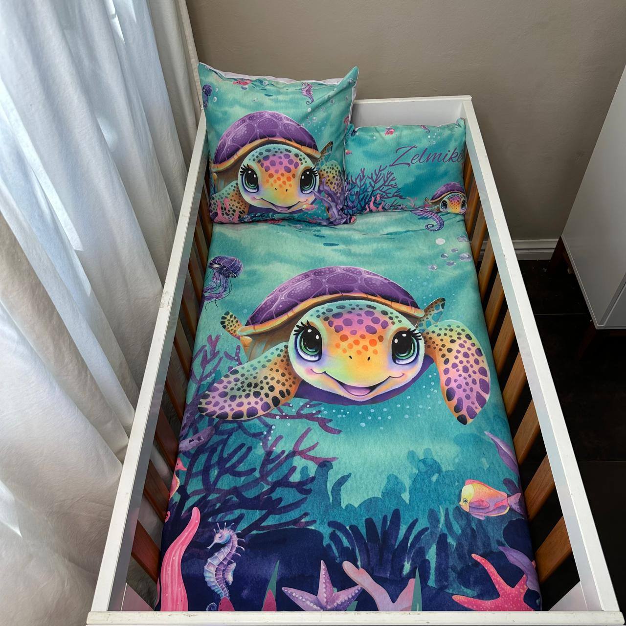 Turtle Paradise (Purple) cot linen