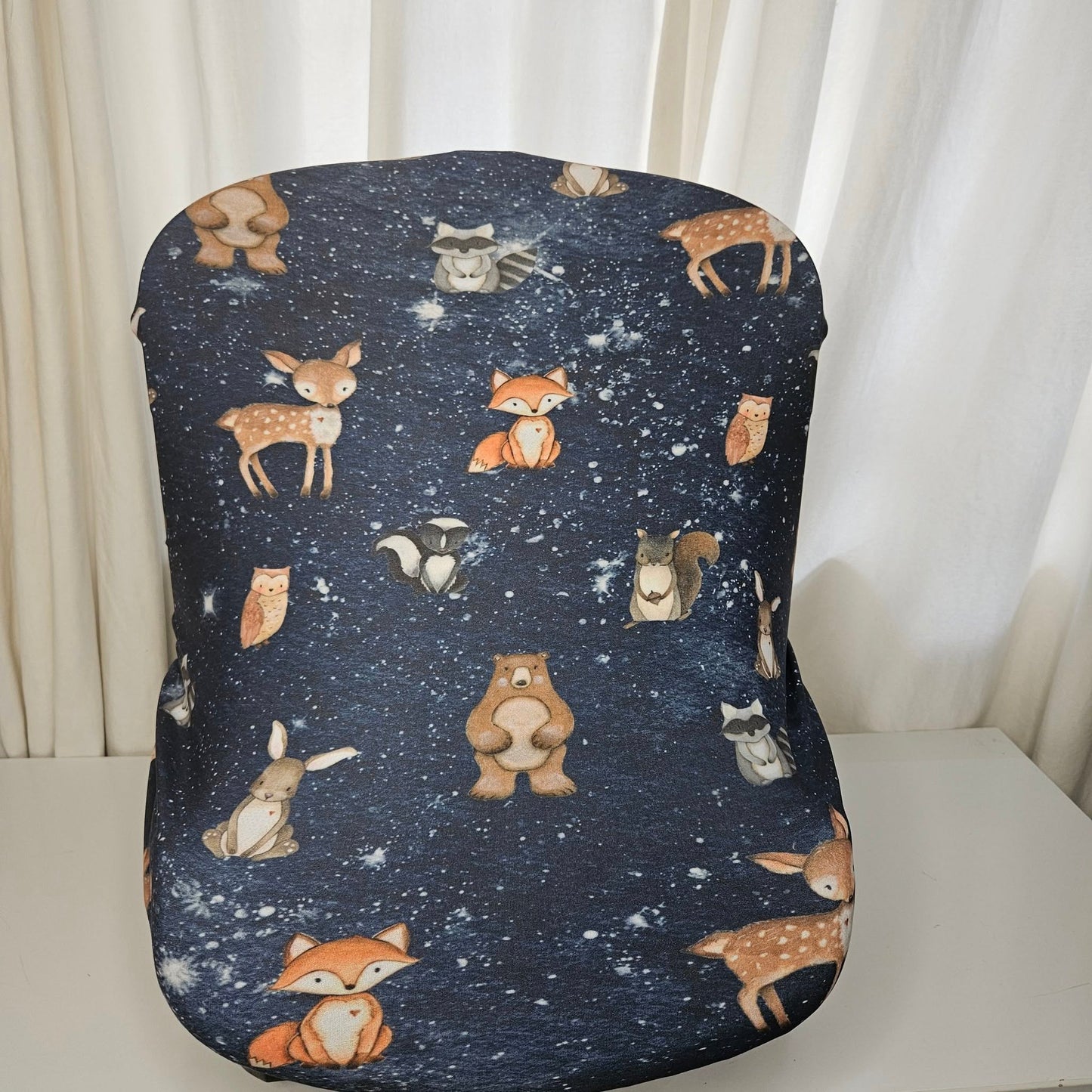 Navy Starry Sky Woodlands  cot linen