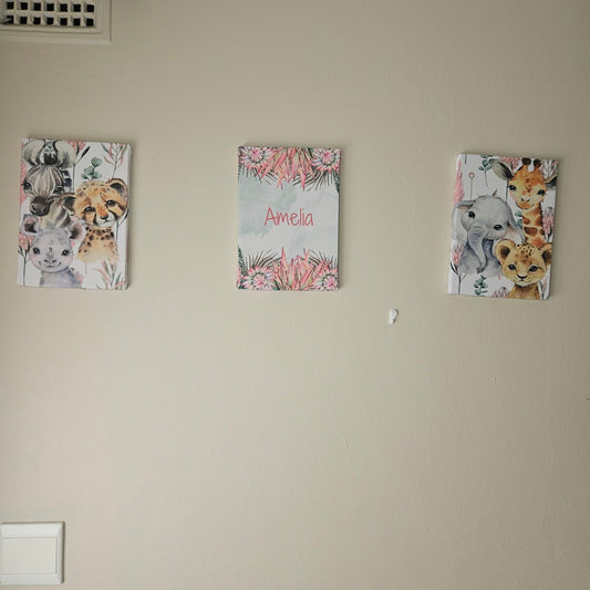 Karoo Fynbos Safari (Duck egg and Mint) canvas set