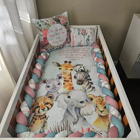 Karoo Fynbos Safari (Duck egg and Mint) Cot Linen
