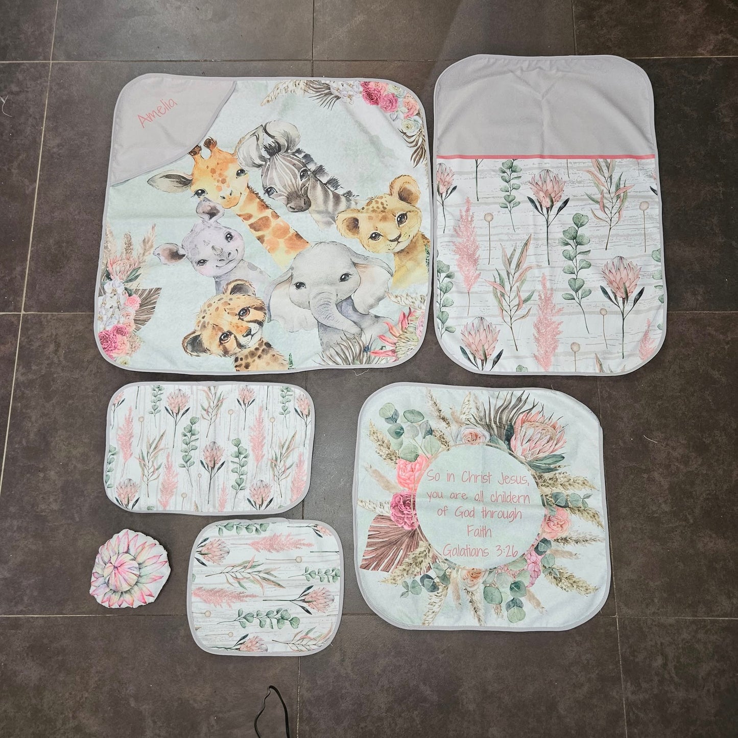 Karoo Fynbos Safari (Duck egg and Mint) Toweling Set
