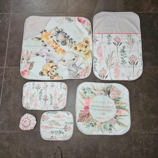 Karoo Fynbos Safari (Duck egg and Mint) Toweling Set