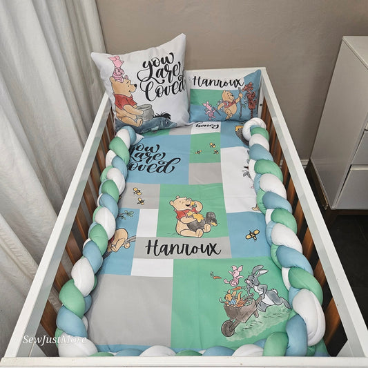 Baby Blue Pooh Bear cot linen