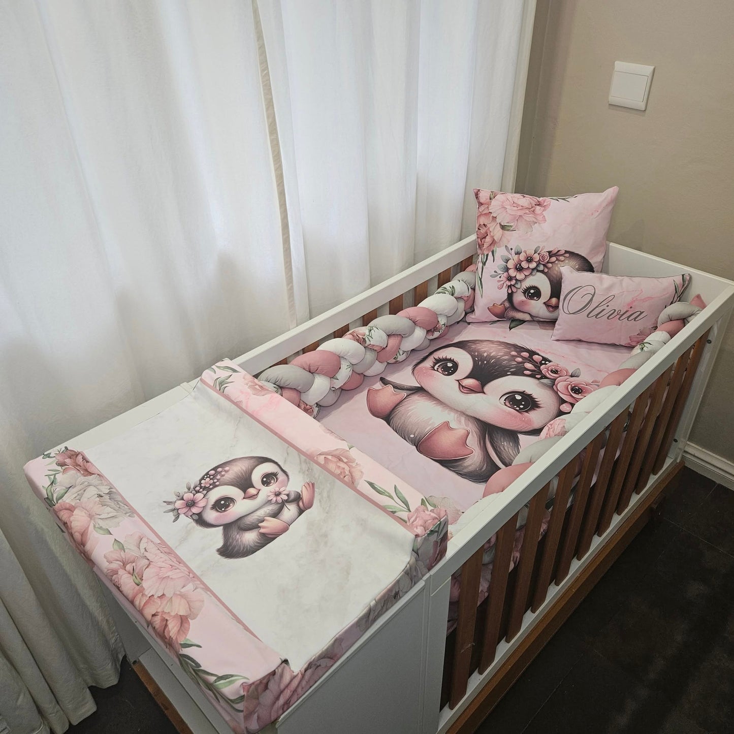 Peony Penguin Cot linen