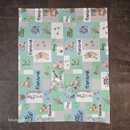 Baby Blue Pooh Bear swaddle set